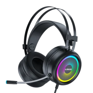 Wired Gaming Headset with 3-color backlight, Metal Head Beam H104