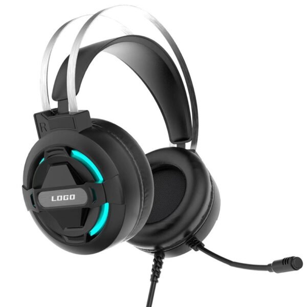 Wired Gaming Headset with 3-color backlight, Metal Head Beam H204