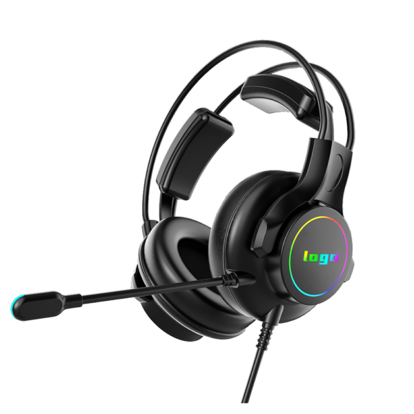 Wired Gaming Headset with 3-color backlight, Pilot Head Beam, Mic with light, USB 2.0 H205