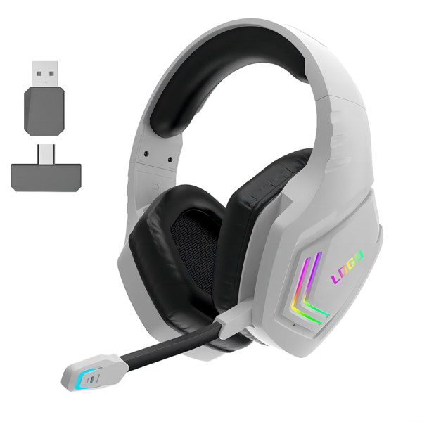 Keymoset H207 Wired & Wireless Tri-mode Gaming Headset with 3-color backlight, Single Head Beam, Mic with light