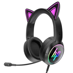 H403 Wired Gaming Headset with Transparent Shell, Single Head Beam, Optional Cat Ear Decoration